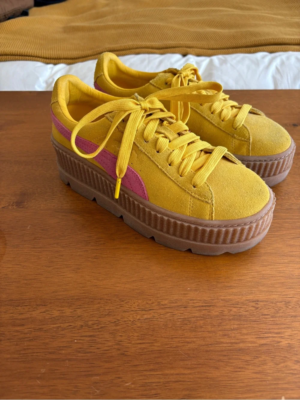 Puma x FENTY Yellow Suede Platform Sneakers